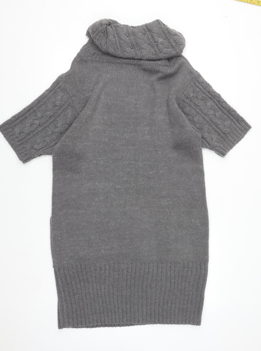 Marks and Spencer Women’s Grey Roll Neck Jumper Dress Size 16 Knit