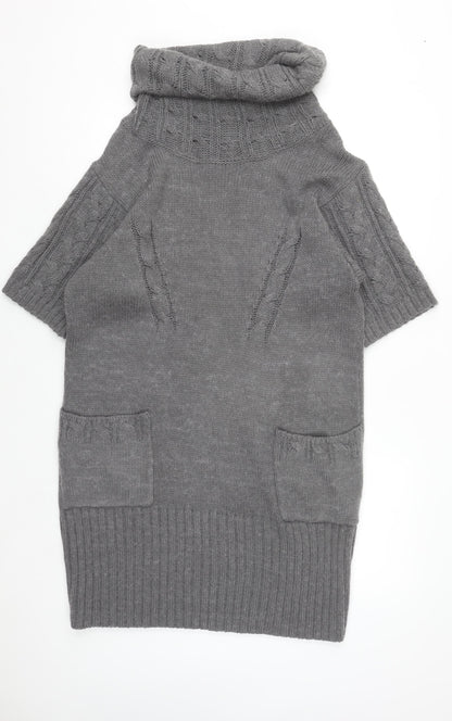 Marks and Spencer Women’s Grey Roll Neck Jumper Dress Size 16 Knit