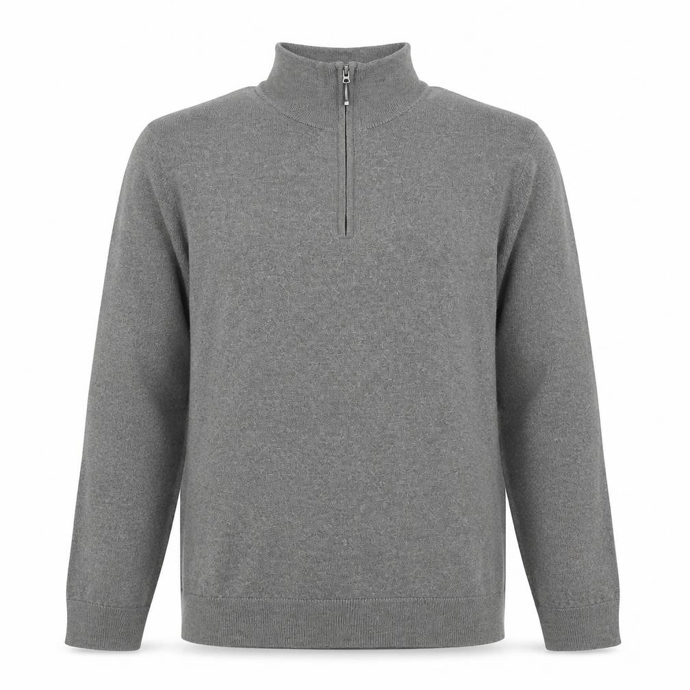 Moss Mens Grey Wool Blend 1/2 Zip High Neck Jumper Size L