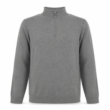 Moss Mens Grey Wool Blend 1/2 Zip High Neck Jumper Size L