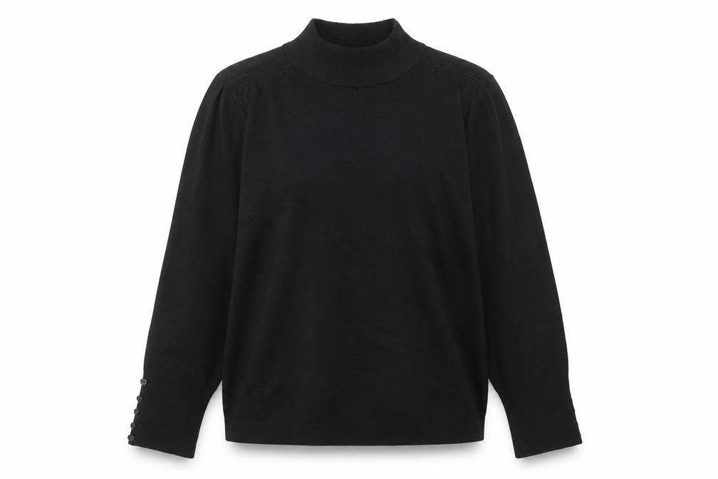 Klass Collection Women's Black Mock Neck Long Sleeve Pullover Jumper L