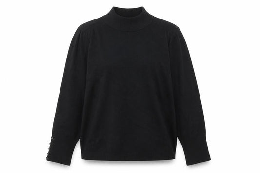 Klass Collection Women's Black Mock Neck Long Sleeve Pullover Jumper L