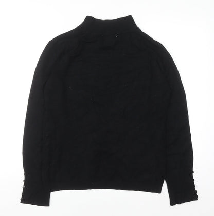 Klass Collection Women's Black Mock Neck Long Sleeve Pullover Jumper L