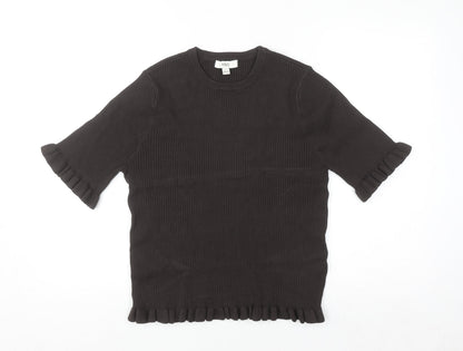Marks and Spencer Women’s Brown Ruffle Knit Short Sleeve Top Size L