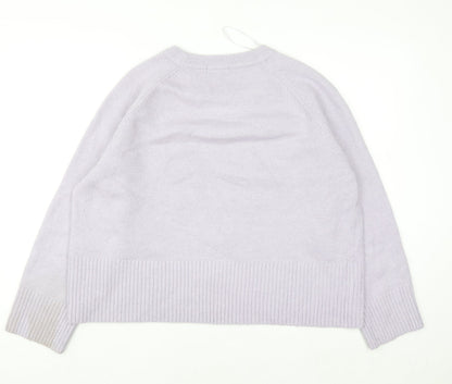 Tu Women Purple Acrylic Blend Crew Neck Pullover Jumper Size 16