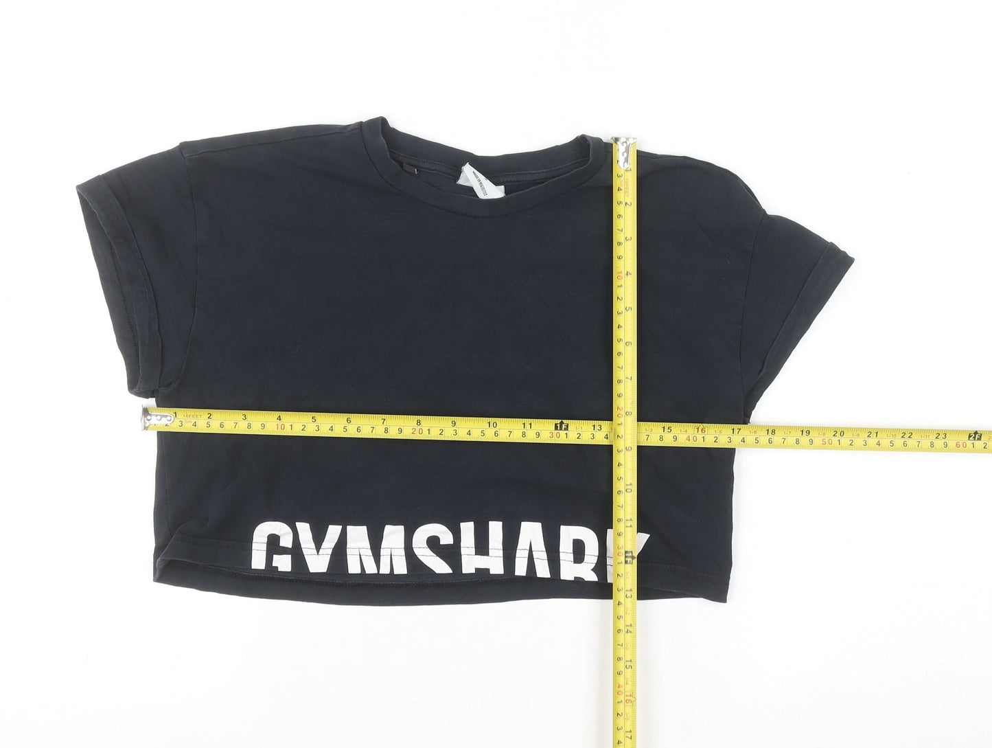 Gymshark Womens Black Cropped T-Shirt Size S Regular Fit