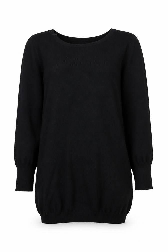 SOS Millenium Womens Black Long Sleeve Knit Blouse One Size