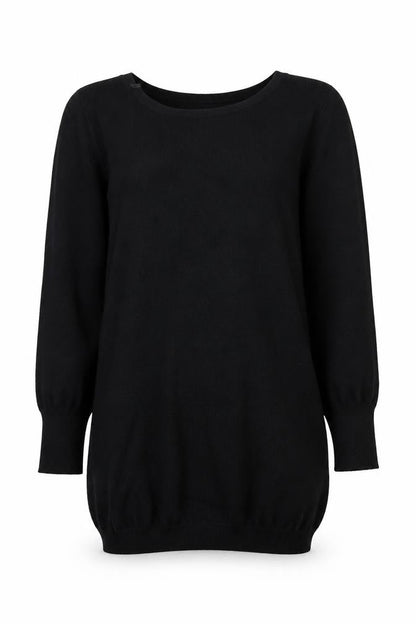SOS Millenium Womens Black Long Sleeve Knit Blouse One Size