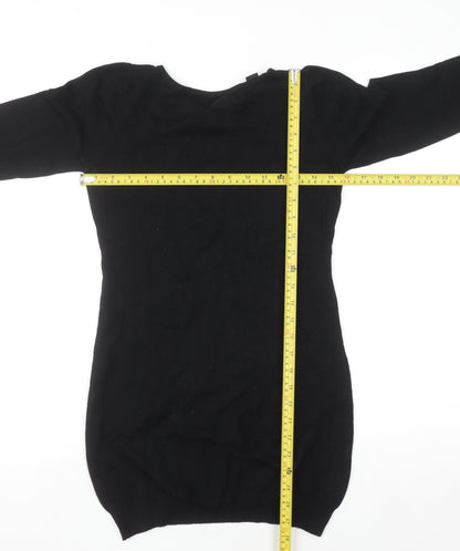 SOS Millenium Womens Black Long Sleeve Knit Blouse One Size