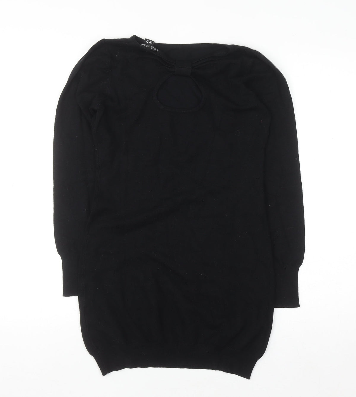 SOS Millenium Womens Black Long Sleeve Knit Blouse One Size