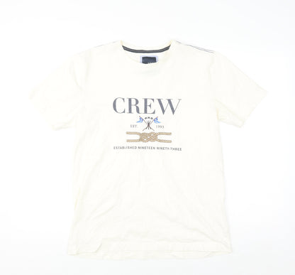 Crew Clothing Company Men's Beige Nautical Graphic Cotton T-Shirt Size M