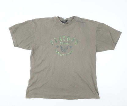 CS Active Men's Green Army Graphic T-Shirt Size L Cotton Crew Neck