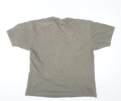CS Active Men's Green Army Graphic T-Shirt Size L Cotton Crew Neck