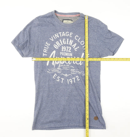 Brave Soul Men’s Blue Graphic Vintage 1972 T-Shirt Size S Regular Fit