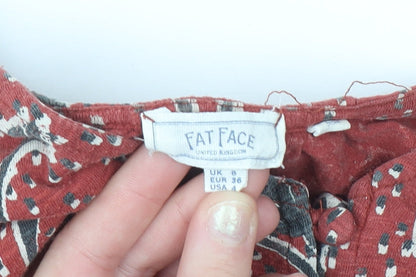 Fat Face Women's Red Floral Short Sleeve Tunic Blouse Size 8