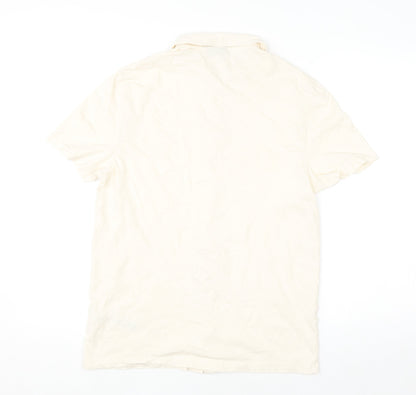 ASOS Design Men's Beige Cotton Short Sleeve Button-Up Shirt M