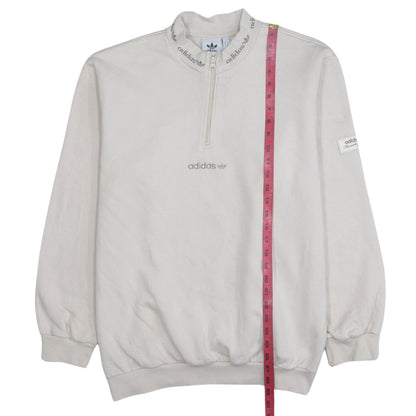 Adidas Men's Beige 1/4 Zip High Neck Sweatshirt Size M