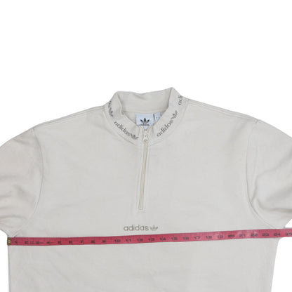 Adidas Men's Beige 1/4 Zip High Neck Sweatshirt Size M
