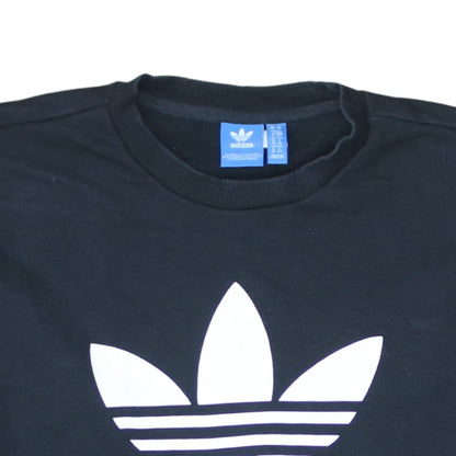 Adidas Women Black Crew Neck Pullover Sweatshirt UK 10 Logo Print