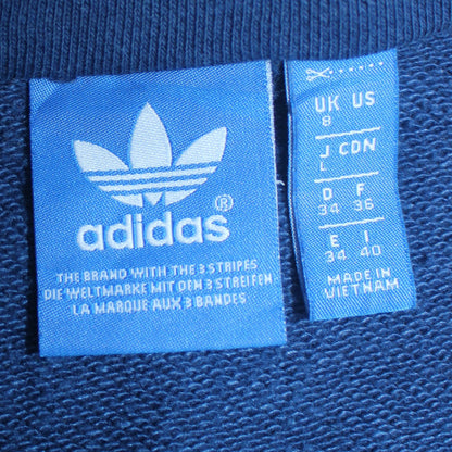 Adidas Women Blue Full Zip Hoodie Sweatshirt Size 8 Retro Logo
