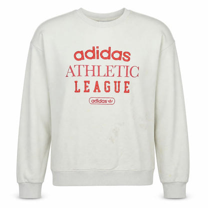 Adidas Womens White Crew Neck Pullover Sweatshirt L Logo Athletic League