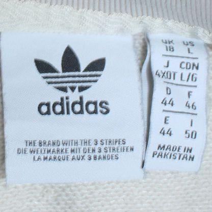 Adidas Womens White Crew Neck Pullover Sweatshirt L Logo Athletic League
