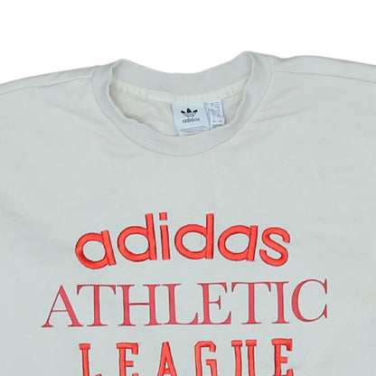 Adidas Womens White Crew Neck Pullover Sweatshirt L Logo Athletic League