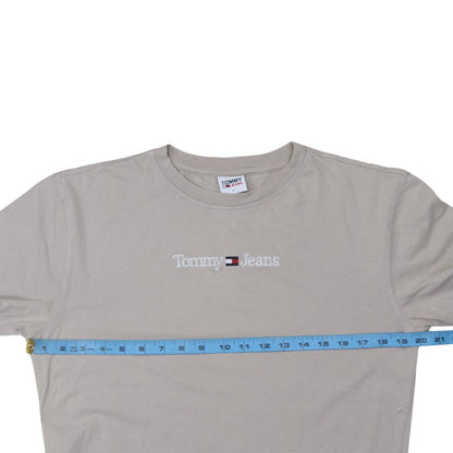Tommy Jeans Men's Beige Cotton Logo T-Shirt Size S