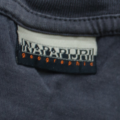 Napapijri Men's Grey Graphic Flag Logo Cotton T-Shirt Medium
