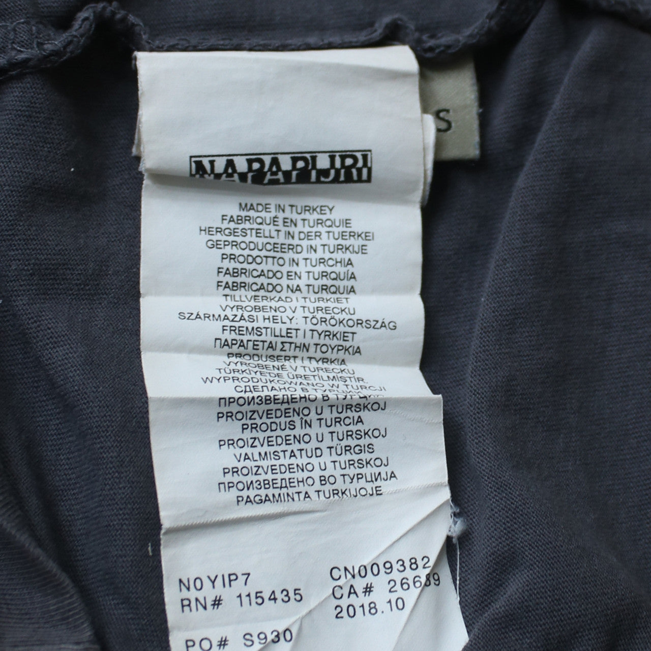 Napapijri Men's Grey Graphic Flag Logo Cotton T-Shirt Medium