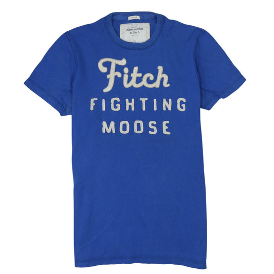 Abercrombie & Fitch Men's Blue Muscle Fit Fighting Moose T-Shirt L