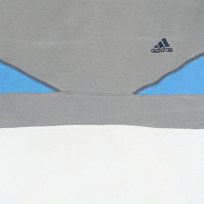 Adidas Men's Grey Blue White Pullover Hoodie Size M Sports Fleece