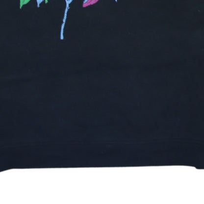 Levi's Women Black Pullover Sweatshirt 2XS Floral Embroidered Logo Cotton