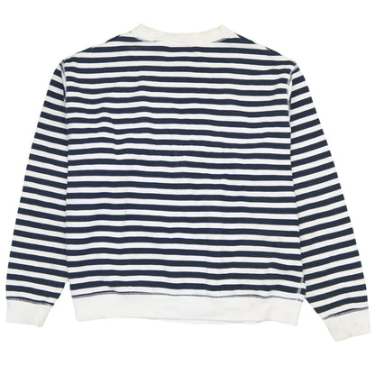 Nike Women’s Navy White Striped Logo Pullover Sweatshirt Small