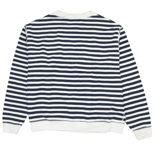 Nike Women’s Navy White Striped Logo Pullover Sweatshirt Small