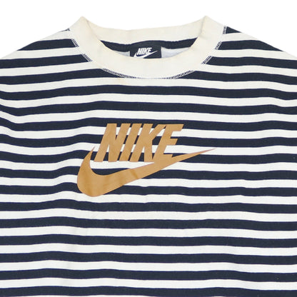 Nike Women’s Navy White Striped Logo Pullover Sweatshirt Small