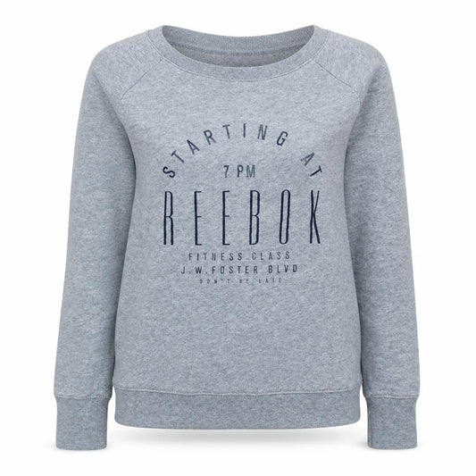 Reebok Womens Grey Cotton Blend Crew Neck Pullover Sweatshirt M