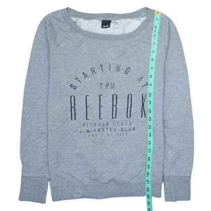 Reebok Womens Grey Cotton Blend Crew Neck Pullover Sweatshirt M