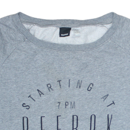 Reebok Womens Grey Cotton Blend Crew Neck Pullover Sweatshirt M