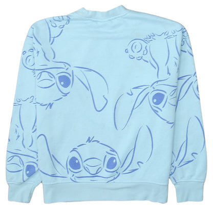 Disney Women XS Blue Stitch Crew Neck Pullover Sweatshirt