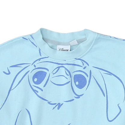 Disney Women XS Blue Stitch Crew Neck Pullover Sweatshirt