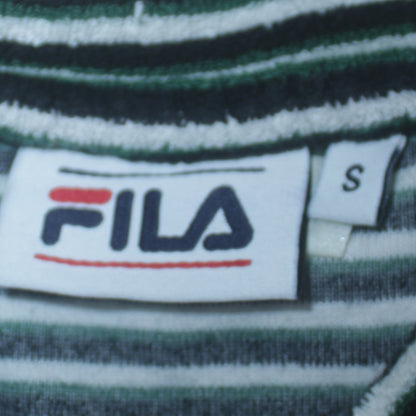 FILA Men’s Green Striped Embroidered Sports T-Shirt Size S Retro Style
