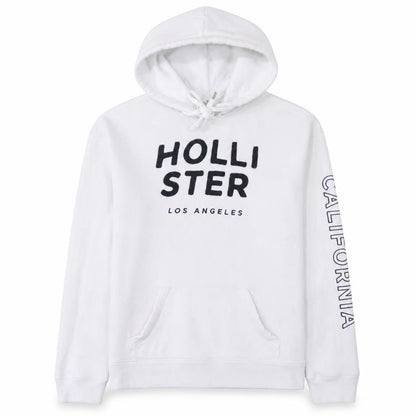 Hollister Men’s White Pullover Graphic Hoodie M Regular Fit