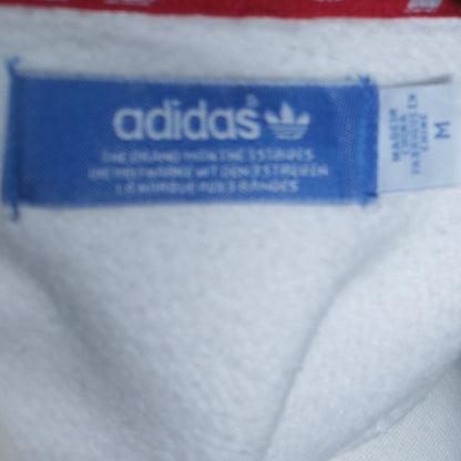 Adidas Women White Hoodie Medium Pullover with Red Trefoil Logo