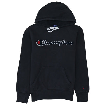 Champion Men's Black Pullover Hoodie Small Embroidered Logo