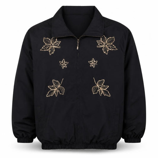 Front view of OUTBROOK Black Embroidered Zip-Up Regular Fit Jacket 2XL unisex