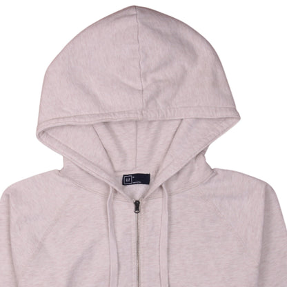 GAP Women Beige Full Zip Hoodie M Cotton Blend Casual Sweatshirt