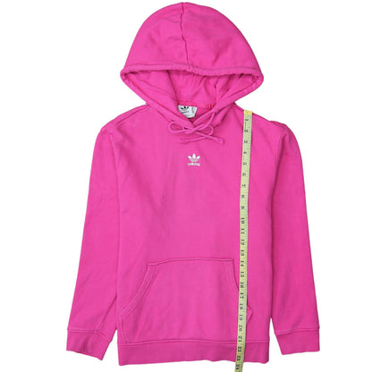 Adidas Womens Pink Trefoil Pullover Hoodie Size 12 Cotton Blend