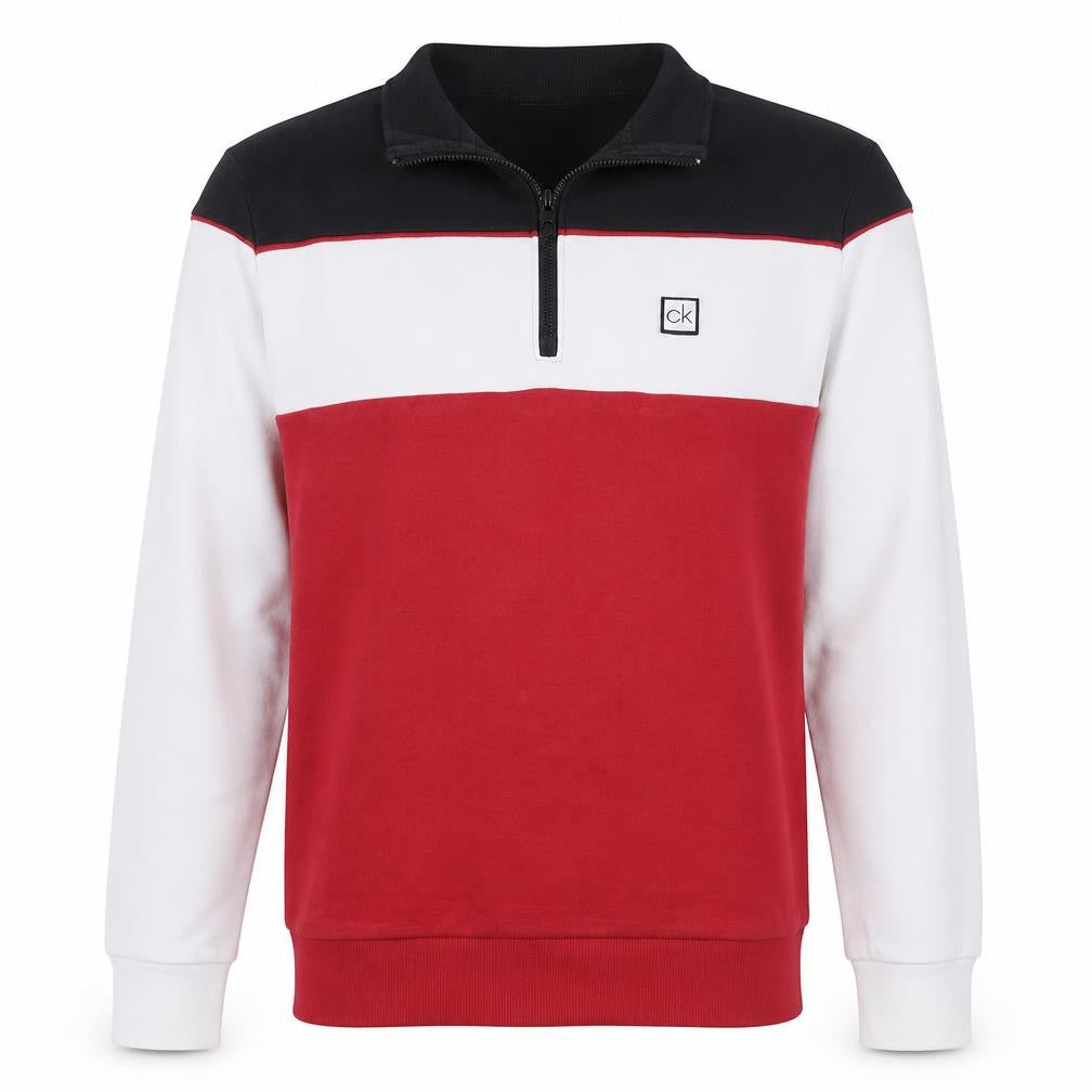 Calvin Klein Men's Multicoloured 1/4 Zip Logo Sweatshirt M