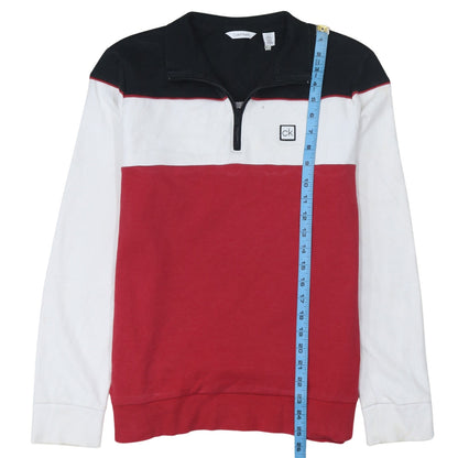 Calvin Klein Men's Multicoloured 1/4 Zip Logo Sweatshirt M
